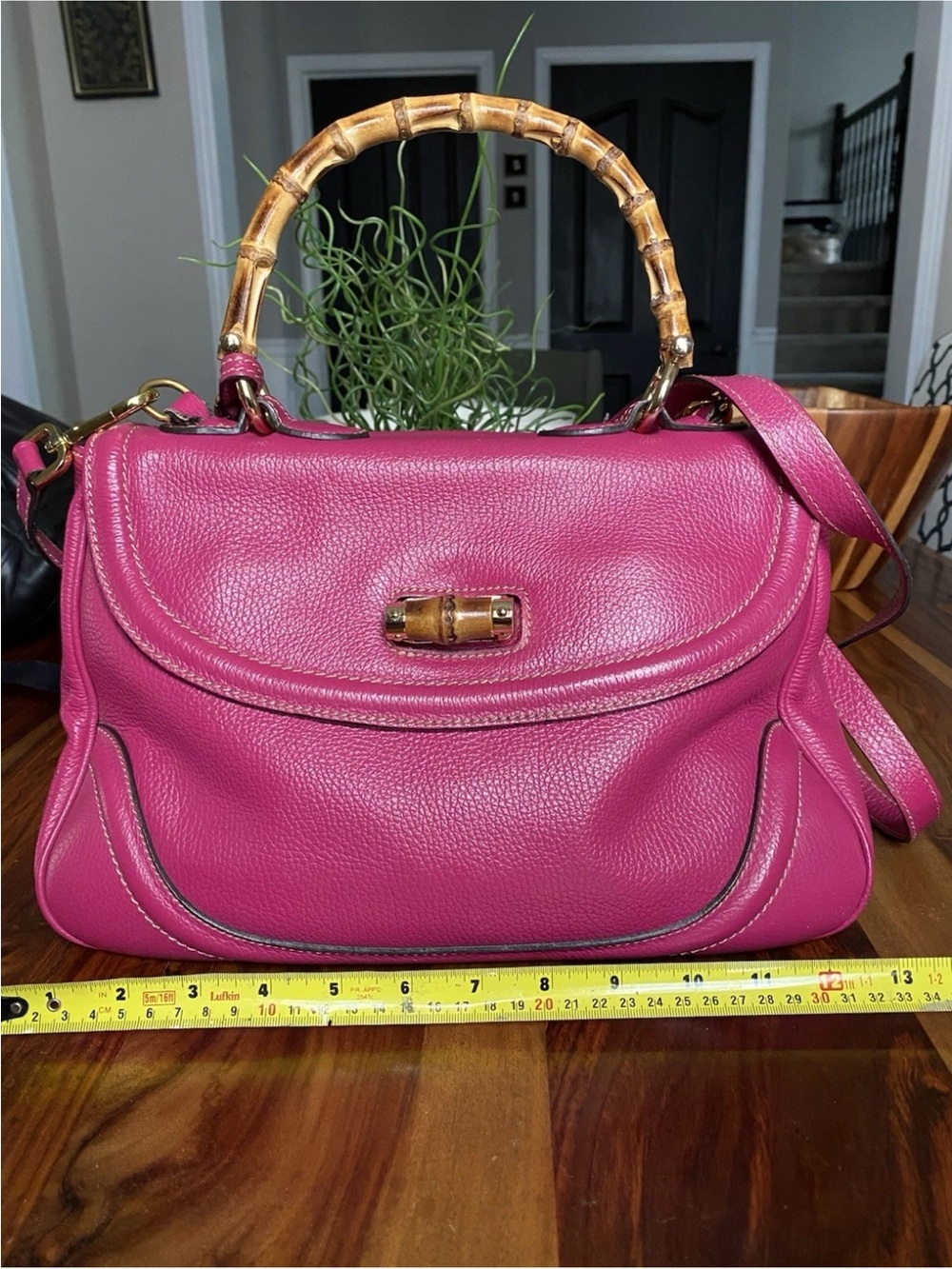 Italian leather made In Italy fushia crossbody boutique bag